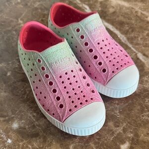 Native Kids Sparkle Sneakers - Pink and White